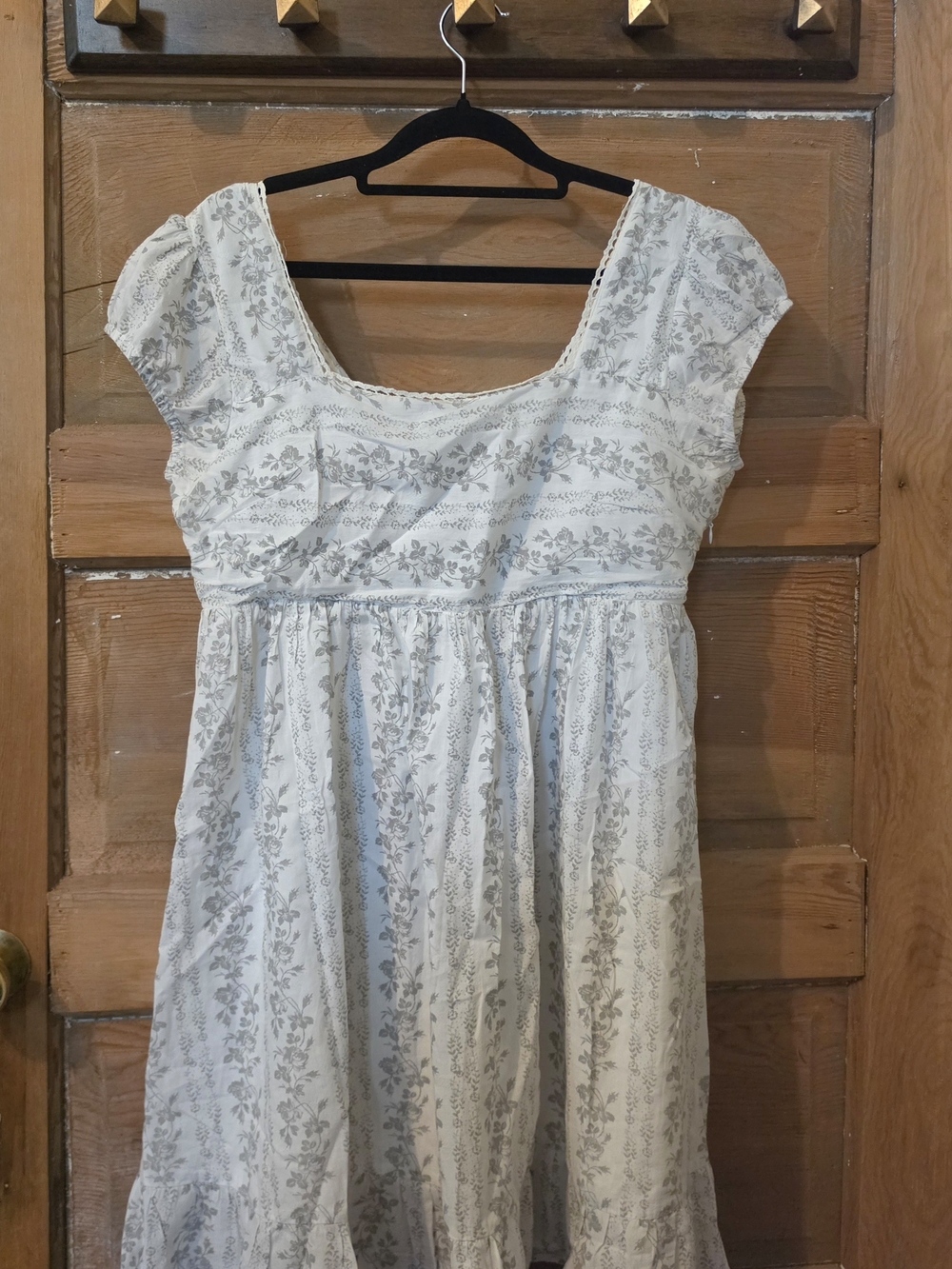 In Bloom White Midi Dress with Gray Floral Print